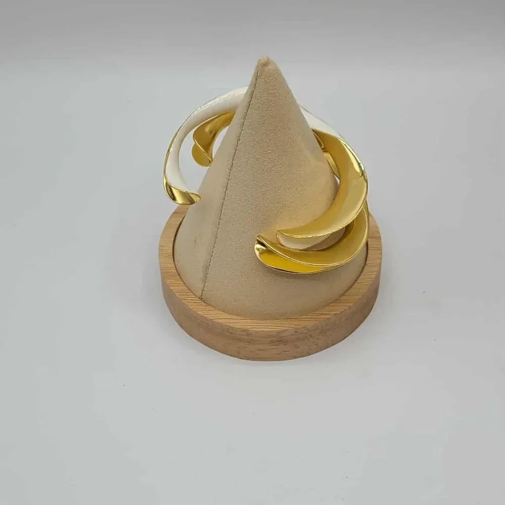 J Crew Gold tone Twisted Cuff Bracelet & White Enamel Gold Tone Twisted Cuff